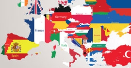 Colorful Europe flag map